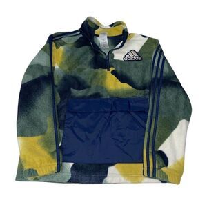 Adidas Youth Boys Half Zip Pullover Fleece‎ Kangaroo Pocket Size L (14/16) Camo
